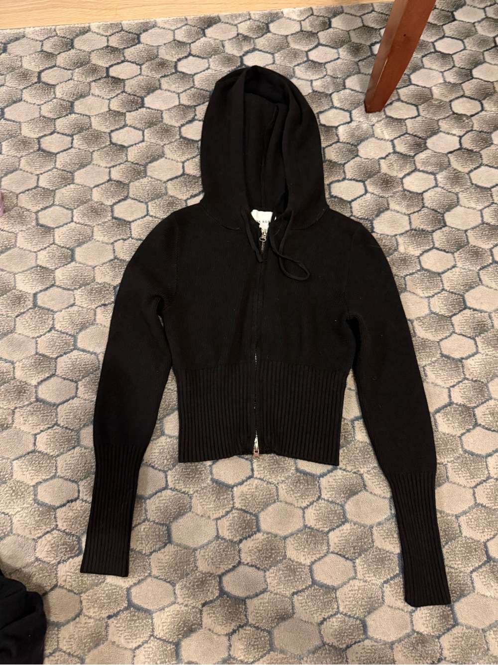 Pink Rose Black Zip Hoodie